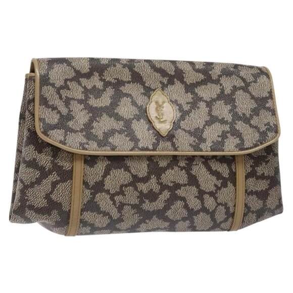 SAINT LAURENT Clutch Bag PVC Beige Auth yk19100 - Picture 1 of 16